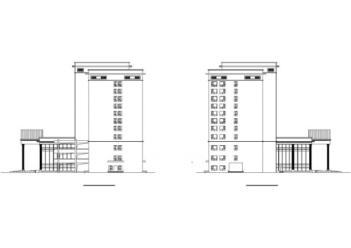 西安市某度假区1.8万平米11层框架结构商务大酒店建筑设计CAD图纸_图1