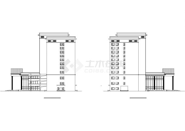 西安市某度假区1.8万平米11层框架结构商务大酒店建筑设计CAD图纸-图二