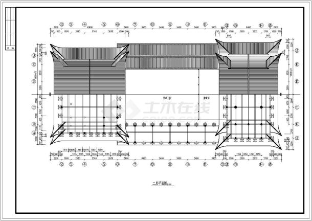 某地古建筑祠堂戏台设计cad施工图-图二