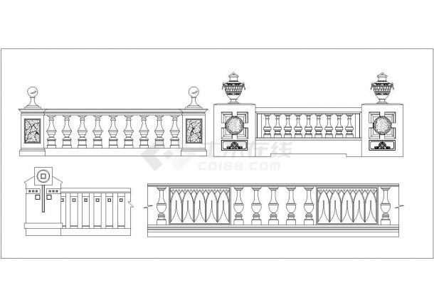 某11套欧式栏杆详图设计——全套建筑详图(含欧式栏杆安装应用示意图)-图二