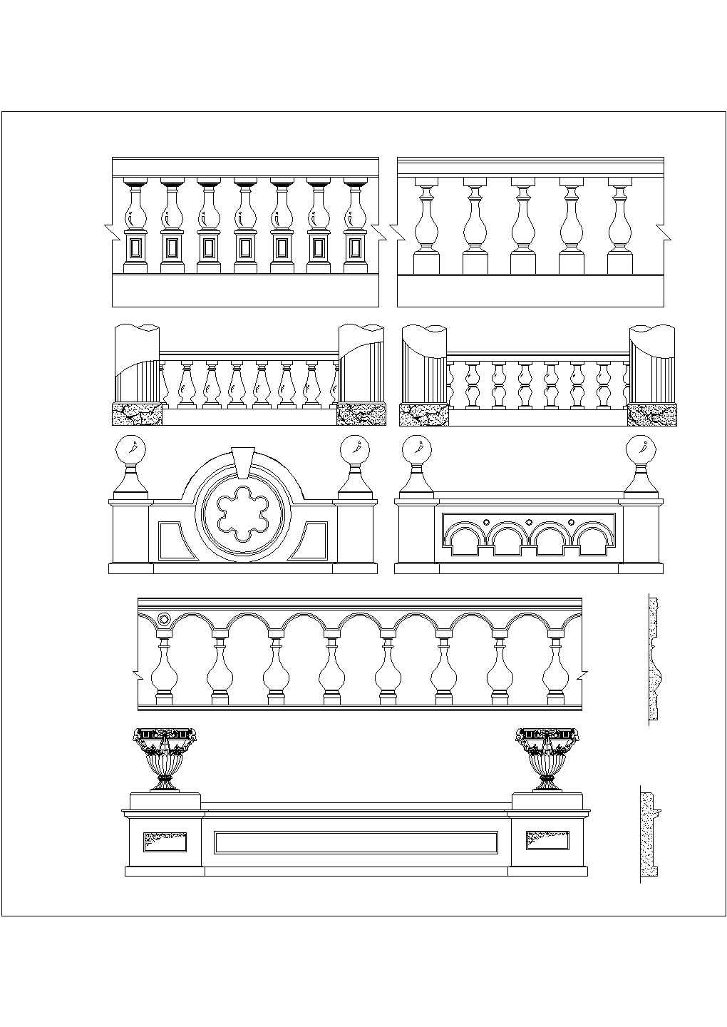 某11套欧式栏杆详图设计——全套建筑详图(含欧式栏杆安装应用示意图)