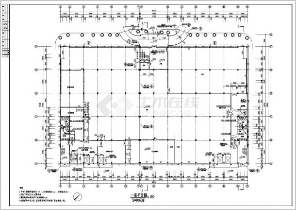 厂房设计_某三层厂房建筑施工CAD图-图二
