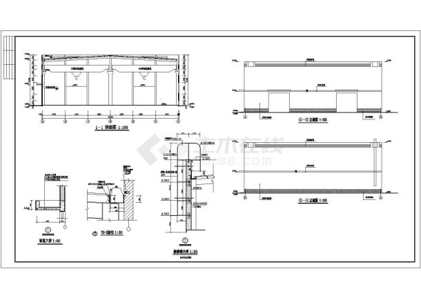 厂房设计_单层排架结构建筑装饰材料公司厂房建施CAD图-图一