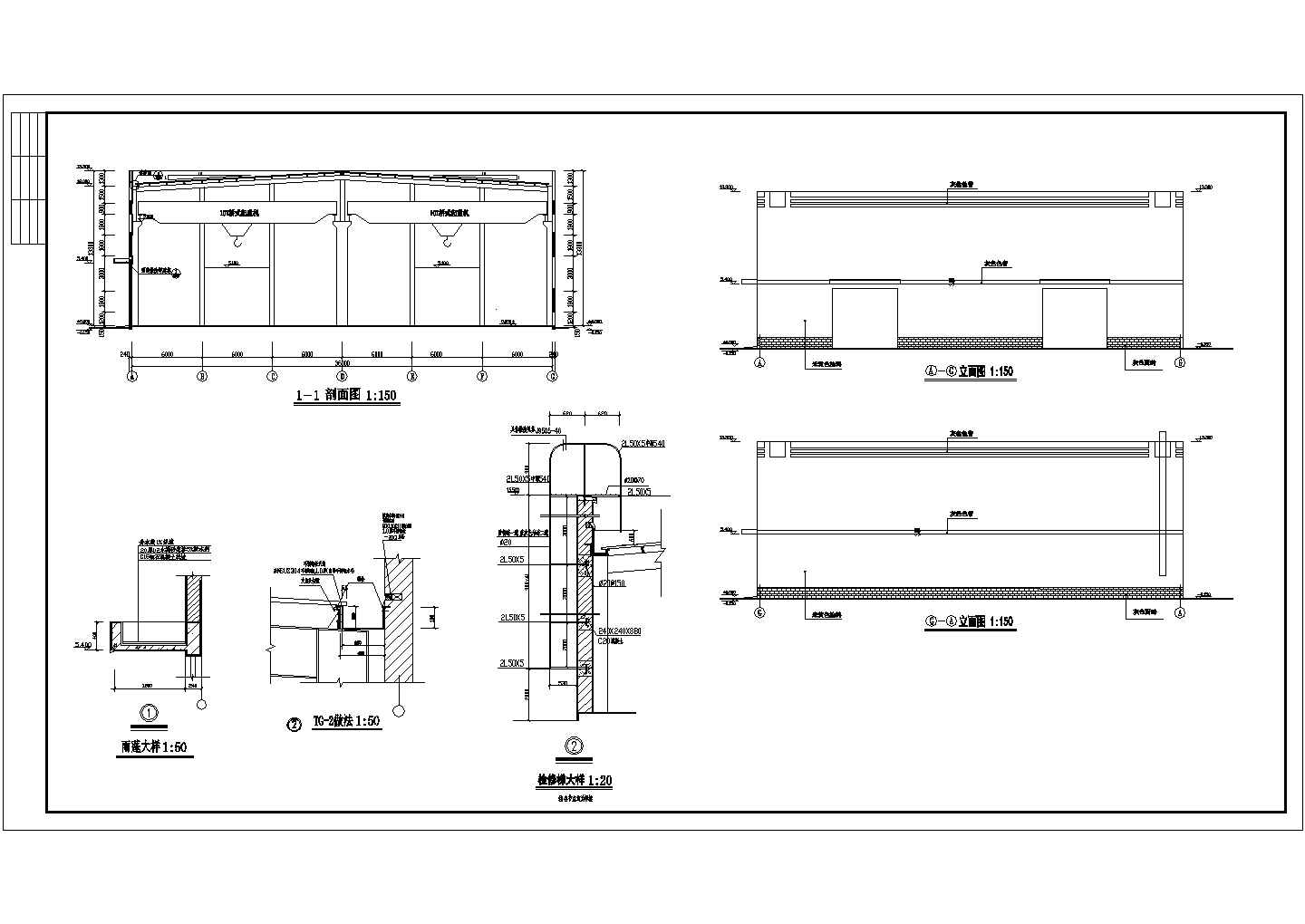 厂房设计_单层排架结构建筑装饰材料公司厂房建施CAD图