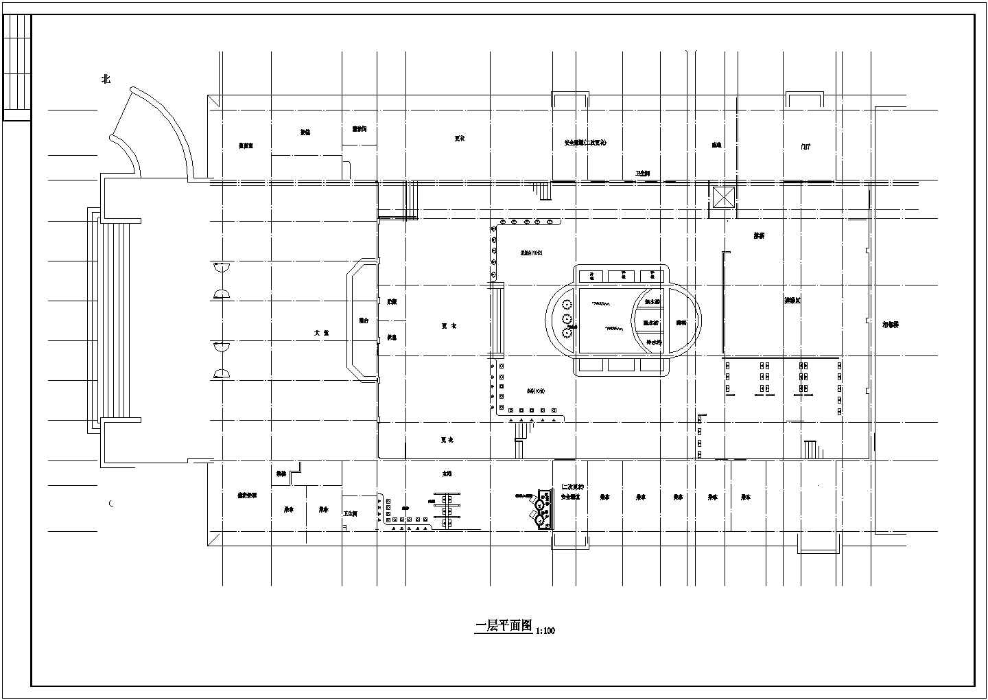 乌鲁木齐市某商业街3层高档休闲洗浴中心平面设计CAD图纸