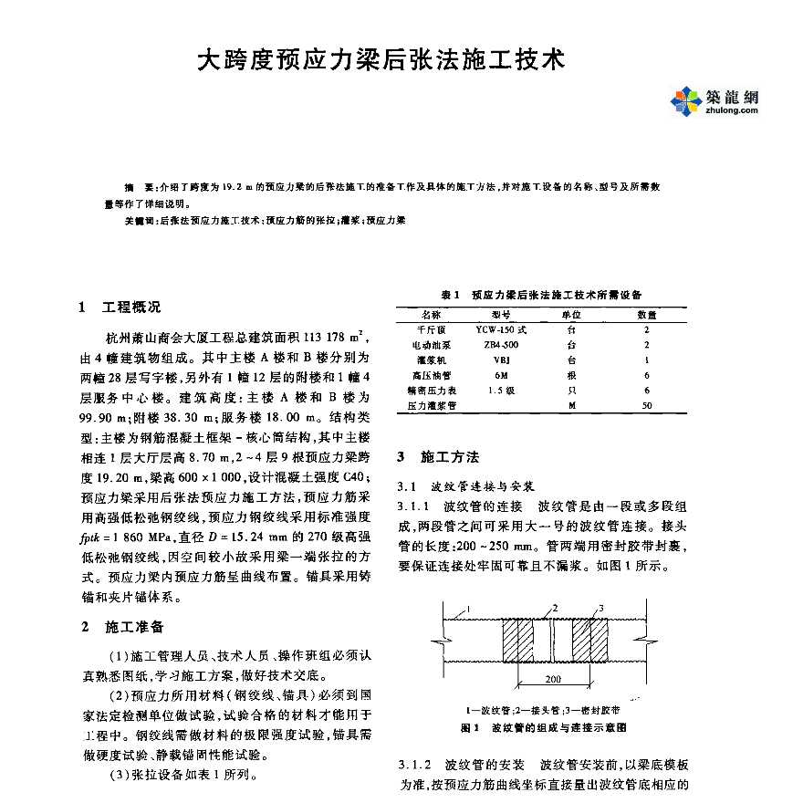 大跨度预应力梁后张法施工技术-图一