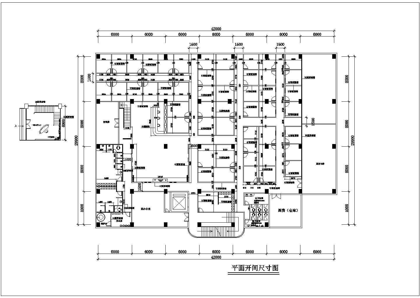 烟台市某商业街1200平米洗浴中心全套装修施工设计CAD图纸