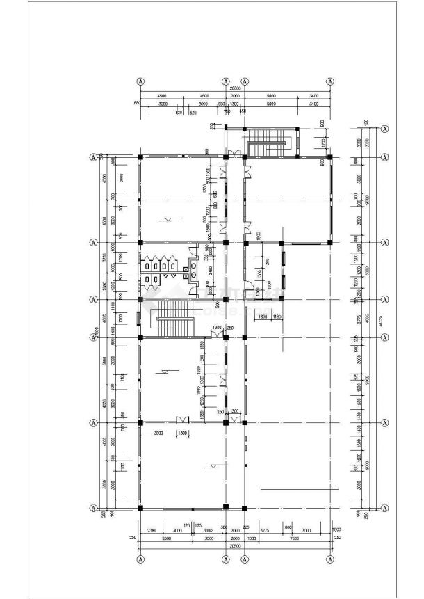 北京某社区1700平米3层框架结构休闲活动中心建筑设计CAD图纸-图一