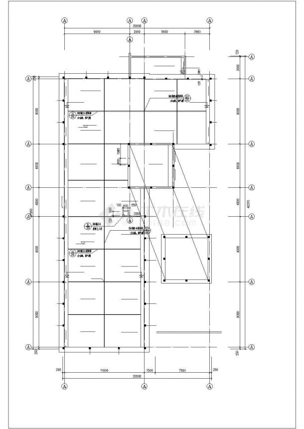 北京某社区1700平米3层框架结构休闲活动中心建筑设计CAD图纸-图二