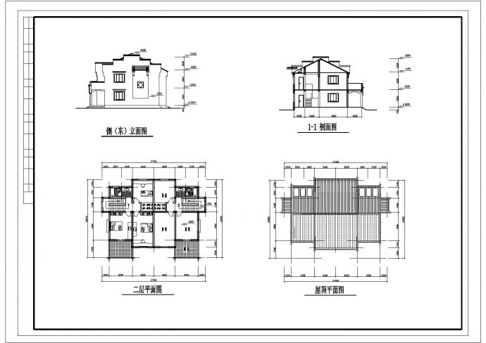 530平米2层砖混结构别墅住宅楼建筑设计CAD图纸（1楼2户/含地下室）_图1