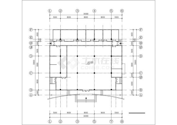 厦门市某大学1600平米2层框架结构学生食堂建筑设计CAD图纸-图一