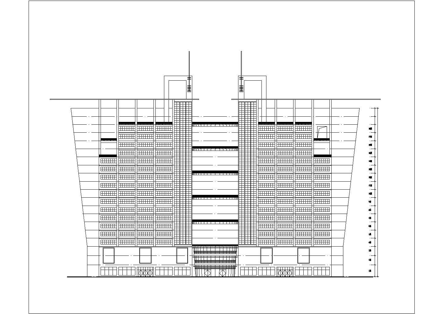 泉州市某商业街1.2万平米18层框架结构商务酒店平立面设计CAD图纸