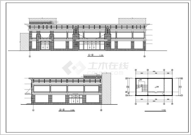 沈阳市某社区1100平米2层框架结构惠民超市建筑设计CAD图纸-图二