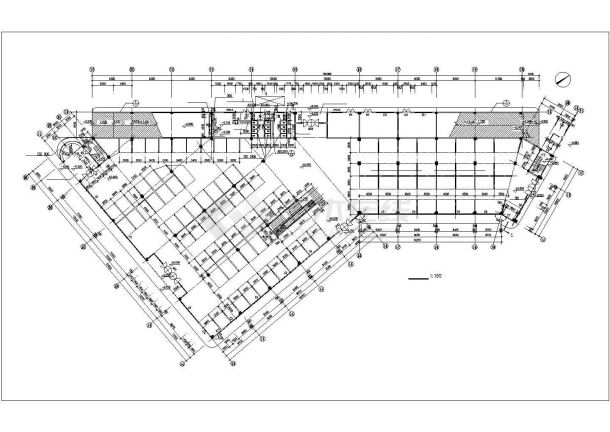 广州某街道8000平米三层框架结构小商品市场建筑设计CAD图纸-图一