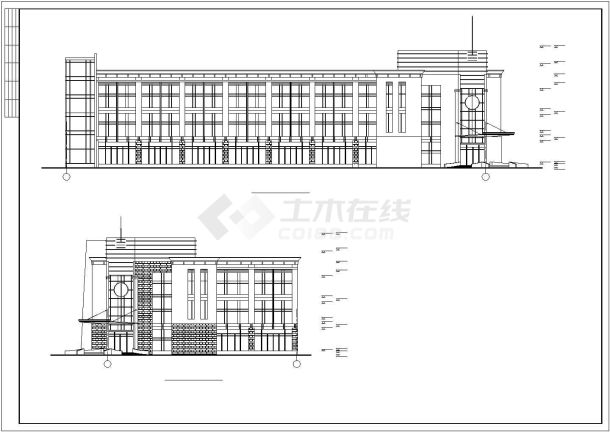 某框架结构办公楼全套设计方案CAD图纸-图二