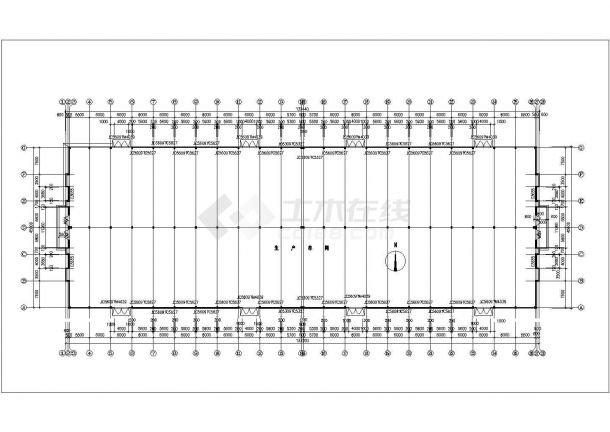 厂房设计_某单层生产车间厂房建筑施工CAD图-图二