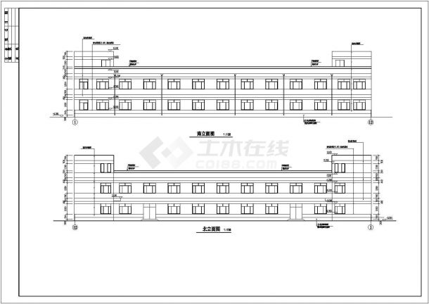 厂房设计_两层框架结构木业公司厂房建筑施工CAD图-图一