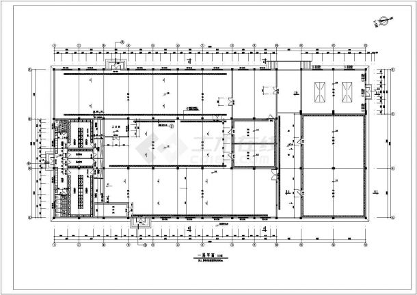 厂房设计_某单层冷冻食品加工厂房建筑施工CAD图-图二