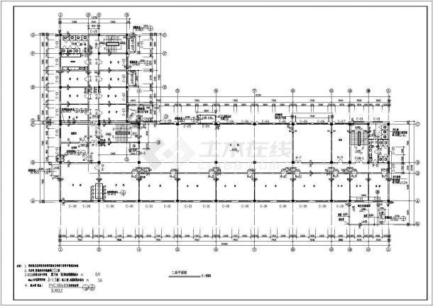 车间设计_某四层L型框架结构办公宿舍车间工厂综合楼建施CAD图-图二