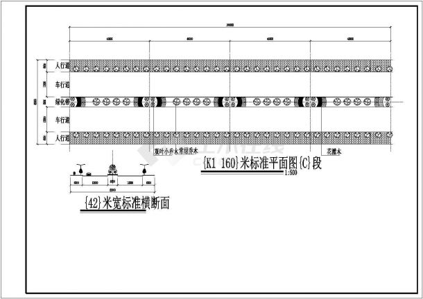 某景区道路绿化CAD设计大样施工图-图一