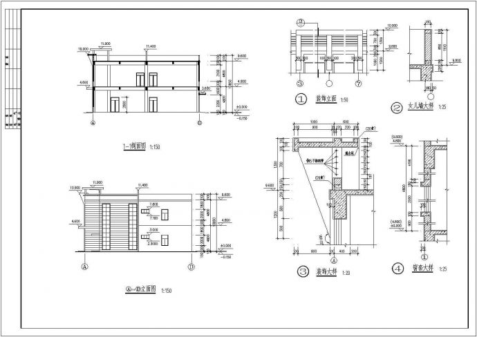 某工业区二层厂房CAD框架结构设计大样施工图_图1