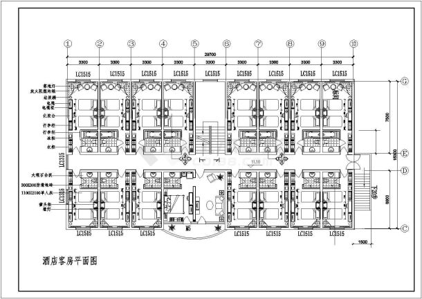 锦州市长安路某2层商务酒店全套装修设计CAD图纸-图二