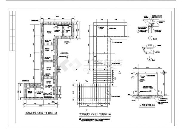 某亭及花架铺装CAD详细设计完整施工图-图一