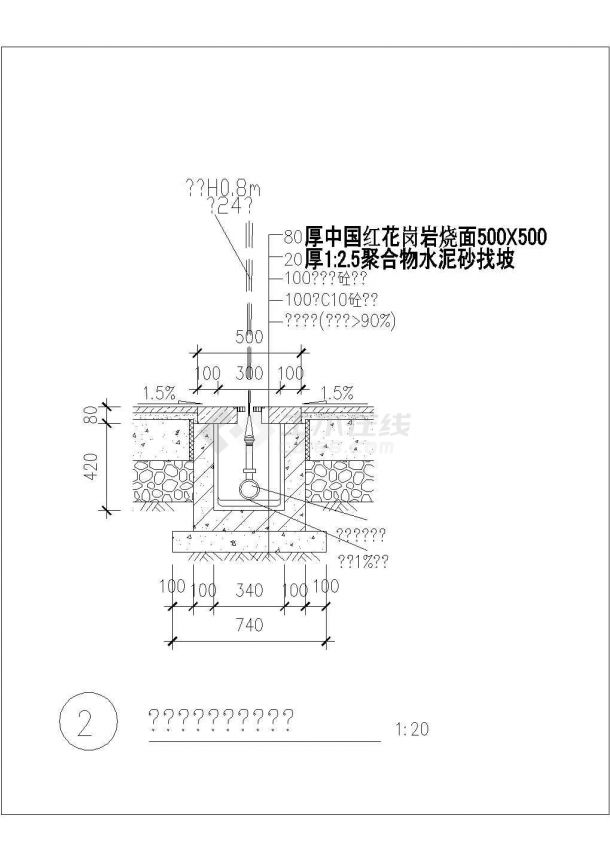 无锡市某大型游乐园修建广场内旧型旱喷泉大样详图-dwg-图一