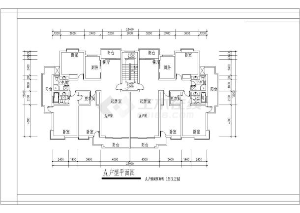 朝阳160平米户型居民住宅全套施工cad图-图一