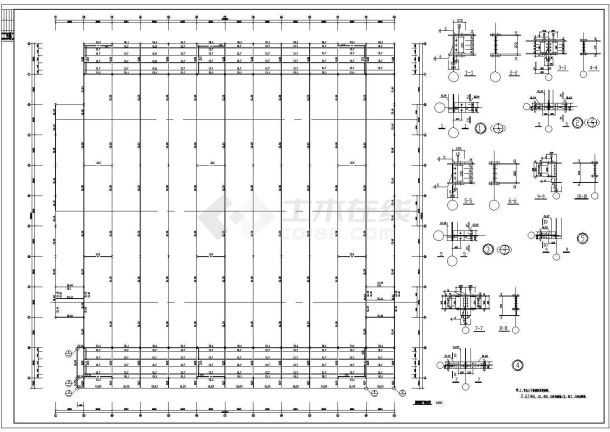 某市多层钢框架家具城结构施工图纸-图二