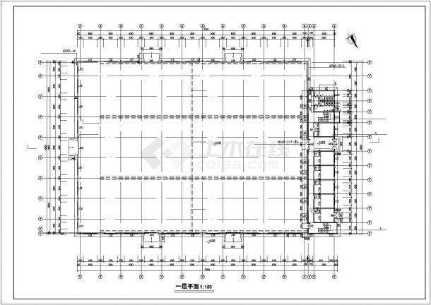 厂房设计_某三层全钢结构机电公司厂房建施CAD图-图一