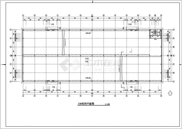 厂房设计_某单层工业厂房车间建筑方案设计CAD图-图一