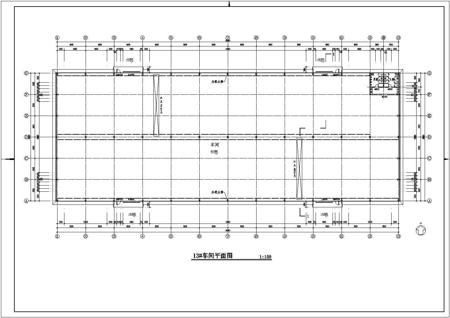 厂房设计_某单层工业厂房车间建筑方案设计CAD图