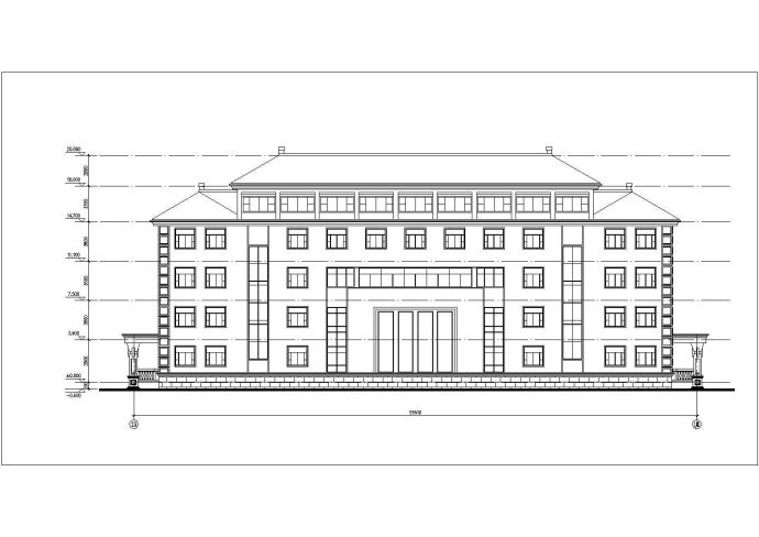 某五层中式办公楼建筑设计方案CAD图纸_图1