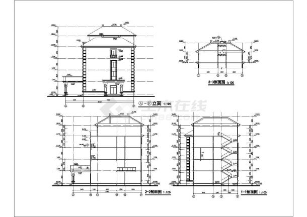 某五层中式办公楼建筑设计方案CAD图纸-图二