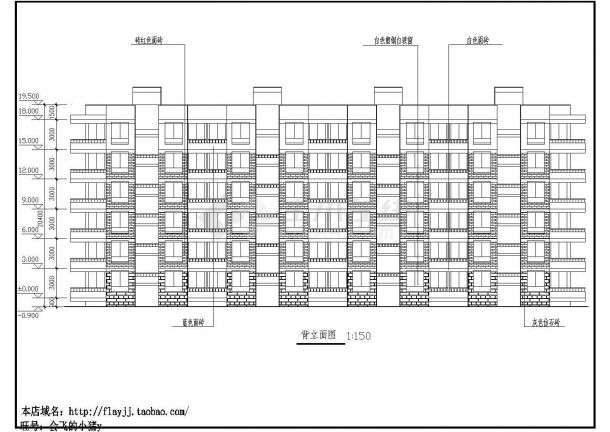 某城市工商大学多层学生宿舍楼建筑方案设计施工图（含平立剖）-图一