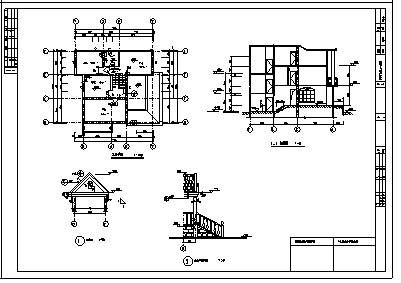 别墅设计_某三层欧式别墅全套施工cad图(含结构，给排水图)_图1