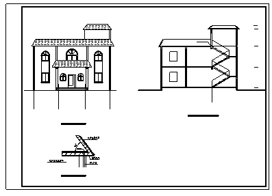 某二层欧式风格新农村别墅建筑施工cad图(带效果图)-图二