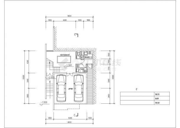 镇江市前锋村某2层砖混结构独栋别墅平立面设计CAD图纸（含地下室）-图二