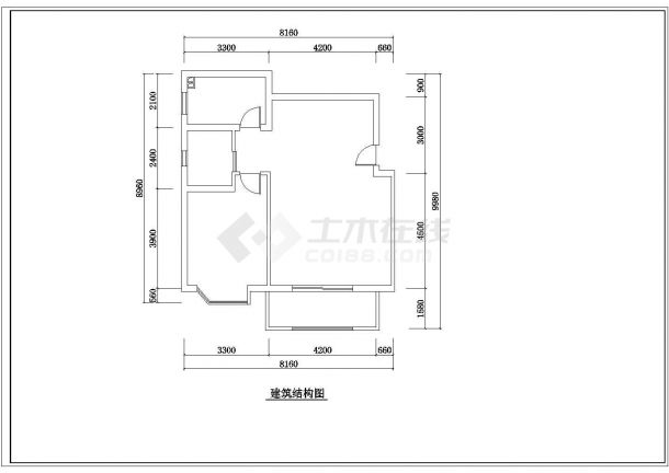 雅居乐房地产公司某市一室一厅小户型室内装修设计cad施工方案图-图二