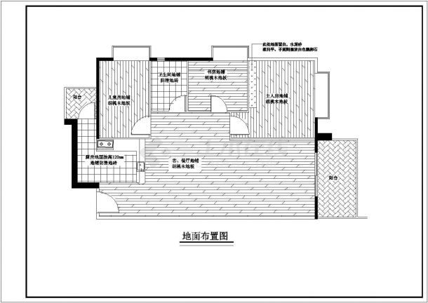 大唐地产江苏首个地产项目一套小两室住宅楼户型室内装修cad施工图-图一