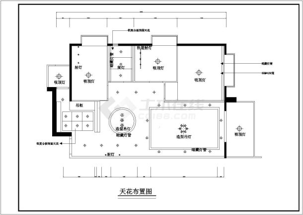 大唐地产江苏首个地产项目一套小两室住宅楼户型室内装修cad施工图-图二