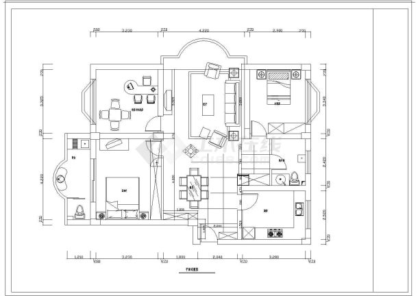 江苏省某地一套小型二层别墅室内装修方案cad施工图-图二