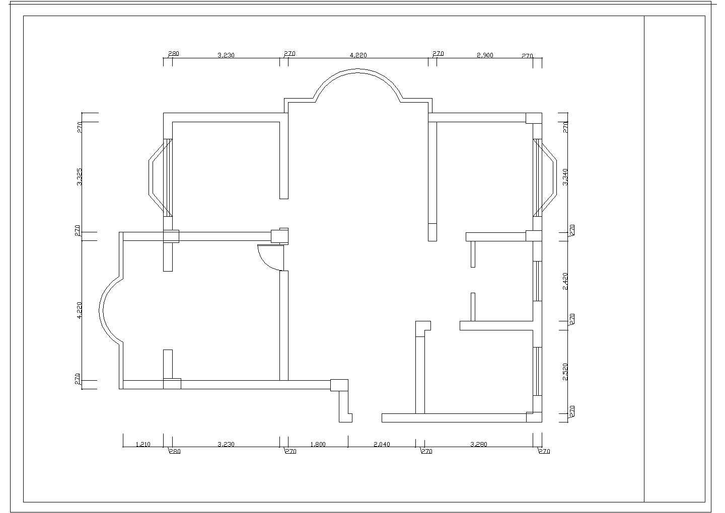 江苏省某地一套小型二层别墅室内装修方案cad施工图