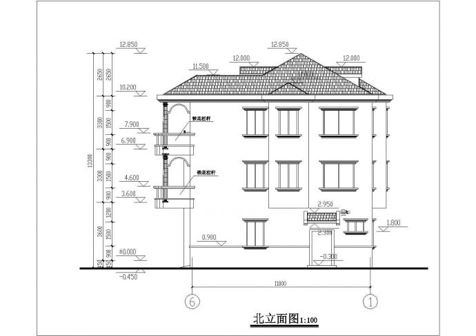 南京市某现代村镇3层框混结构多独栋单体别墅全套建筑设计CAD图纸_图1