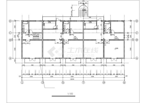 宿州某社区4层砖混民居住宅楼建筑设计CAD图纸（含阁楼/1层为车库）-图一