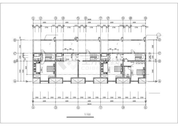 宿州某社区4层砖混民居住宅楼建筑设计CAD图纸（含阁楼/1层为车库）-图二