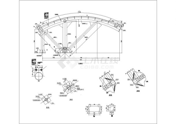 某工厂膜结构桁架全套施工设计cad详图（8张）-图一