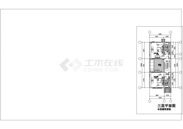 榆林市金凤村某三百平米三层砖混结构私人别墅全套建筑设计CAD图纸-图一