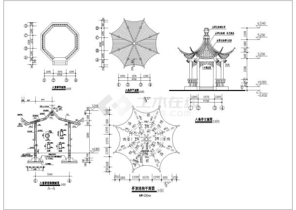 某地古建亭廊建筑设计cad施工图-图二